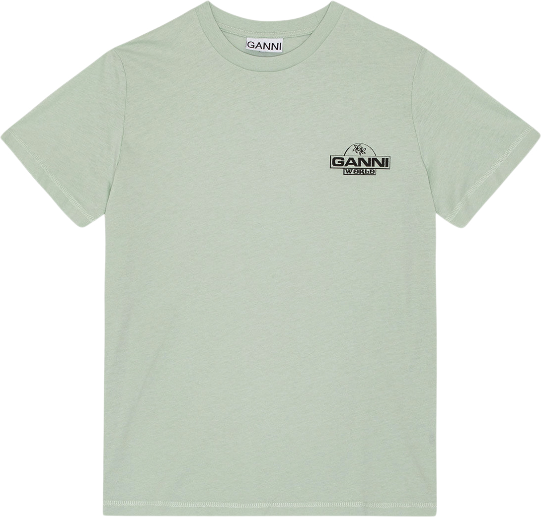 Ganni Thin Jersey World Relaxed Ts Dam Kortärmade T-shirts Stl. XXS - Från Magasin