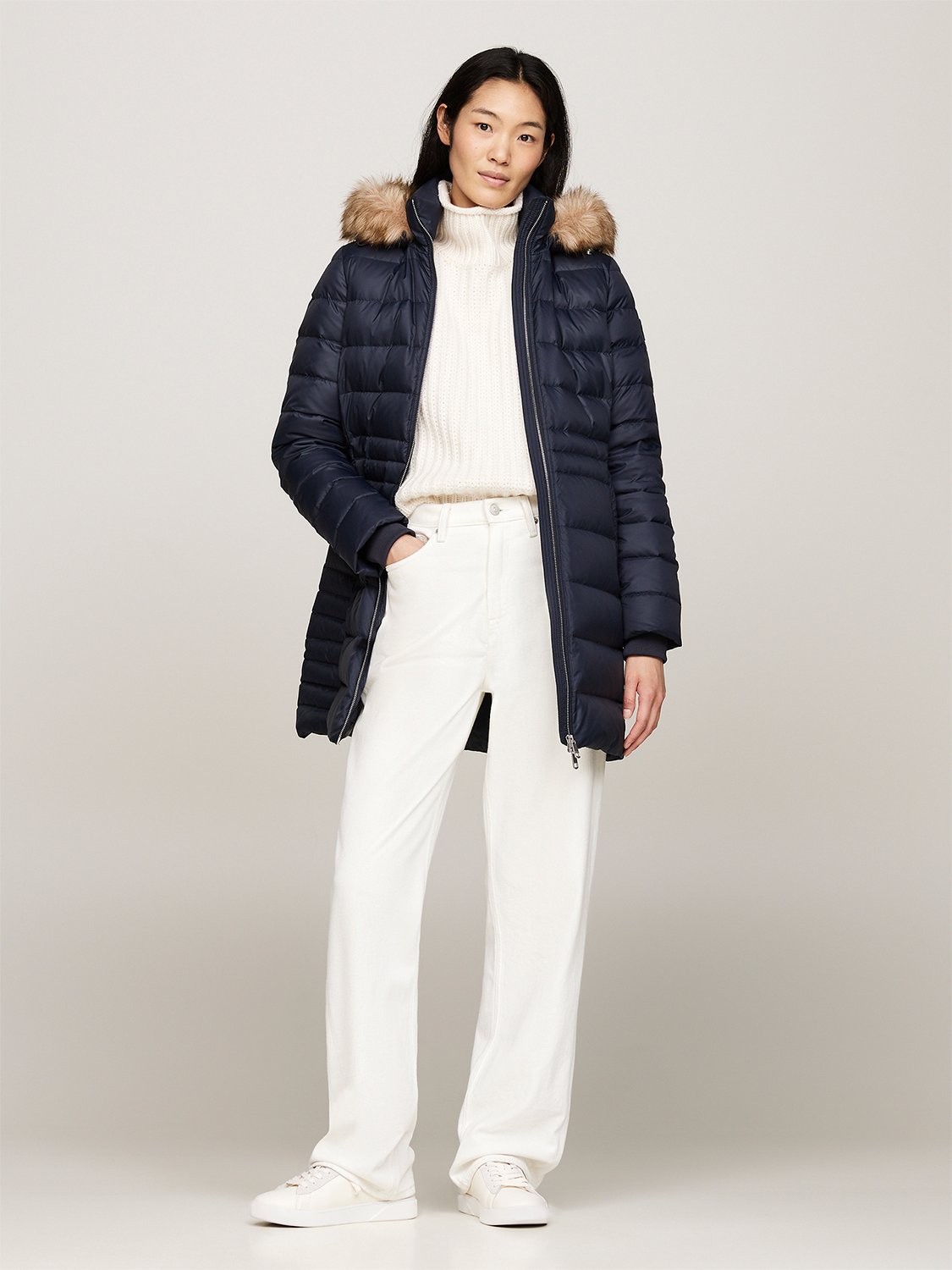 Tommy Hilfiger Tyra Down Coat With FUR Dam Dunjackor Stl. XS - Från Magasin