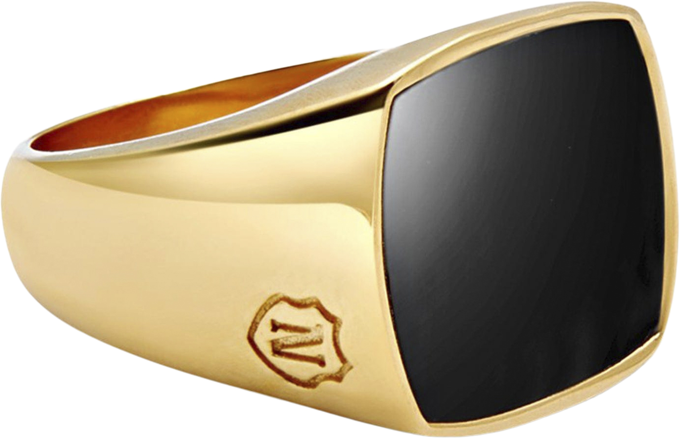 Nialaya Men's Gold Plated Signet Ring With Onyx Herr Ringar Stl. 9 - Från Magasin