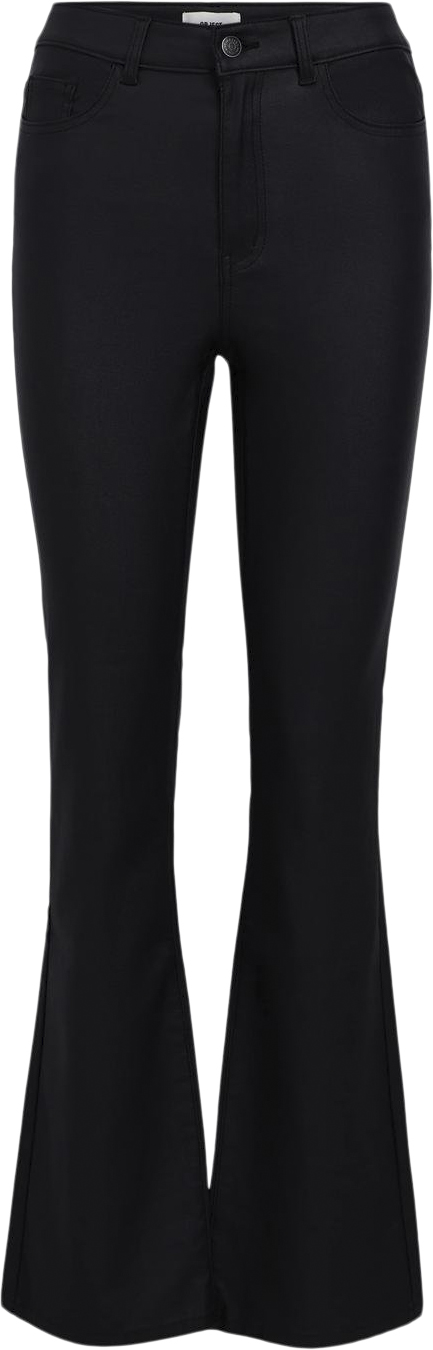 Object Objbelle Coated MW Flared Pant DIV Dam Utsvängda Byxor Stl. XS - Från Magasin