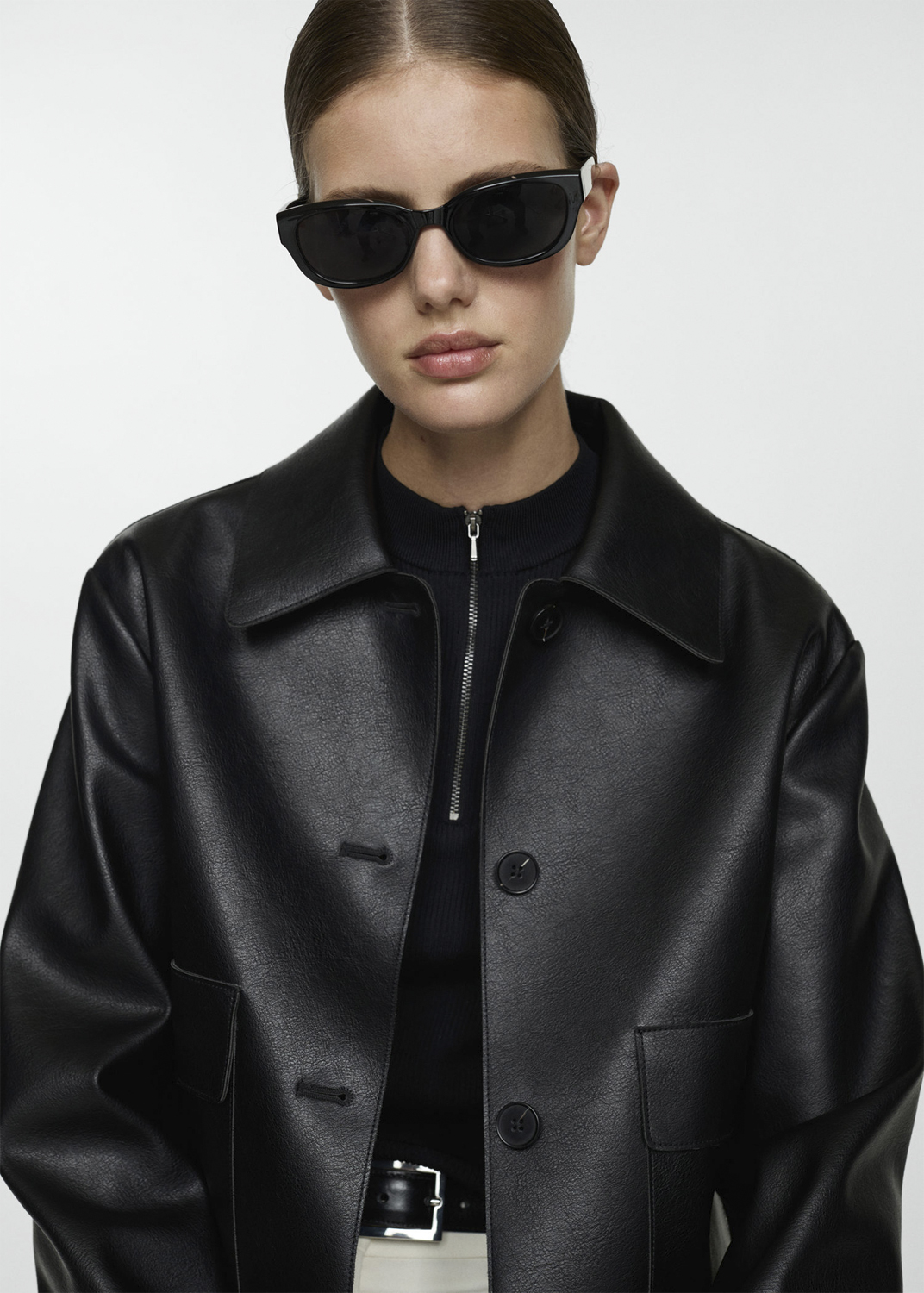 MANGO Faux Leather Jacket With Pockets Dam Jackor Stl. XXS - Från Magasin