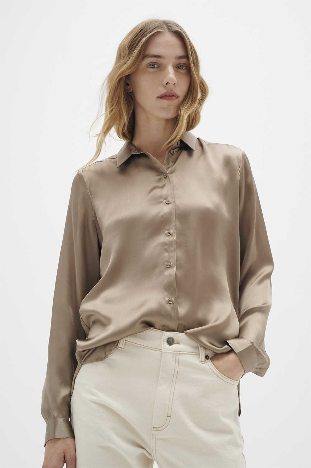 InWear Leonore Shirt Premium 100% Silk Dam Långärmade Skjortor Stl. 44 - Från Magasin