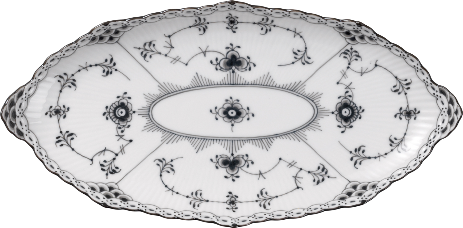 Royal Copenhagen Sort Musselmalet Halvblonde Asiet Oval 24,5 cm - Serveringsfat Från Magasin