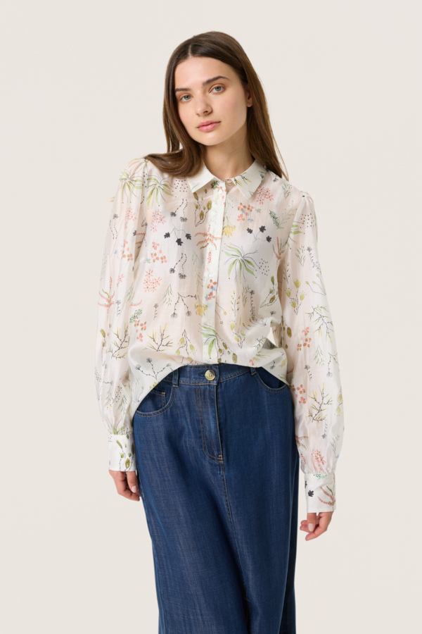 Soaked in Luxury Slvenya Paris Shirt LS Dam Långärmade Skjortor Stl. L - Från Magasin