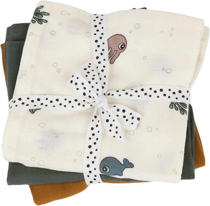 Done by Deer Stofble 3 stk Gots Sea Friends Farve Mix - Från Magasin