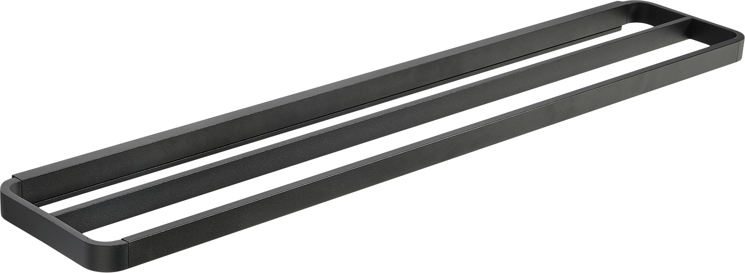 Zone Handduksstång Dubbel Rim 70x12 Black - 70x12,5x2,5 cm Övriga Badrumstillbehör Från Magasin