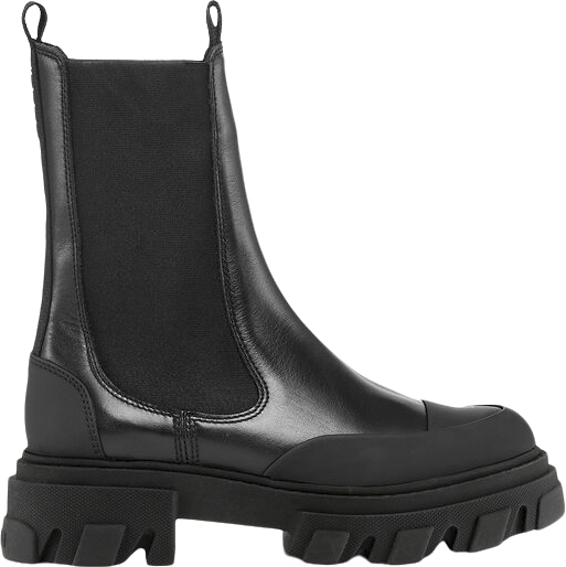 Ganni Cleated Mid Chelsea Boot Black Stit Dam Stl. 36 - Boots Från Magasin