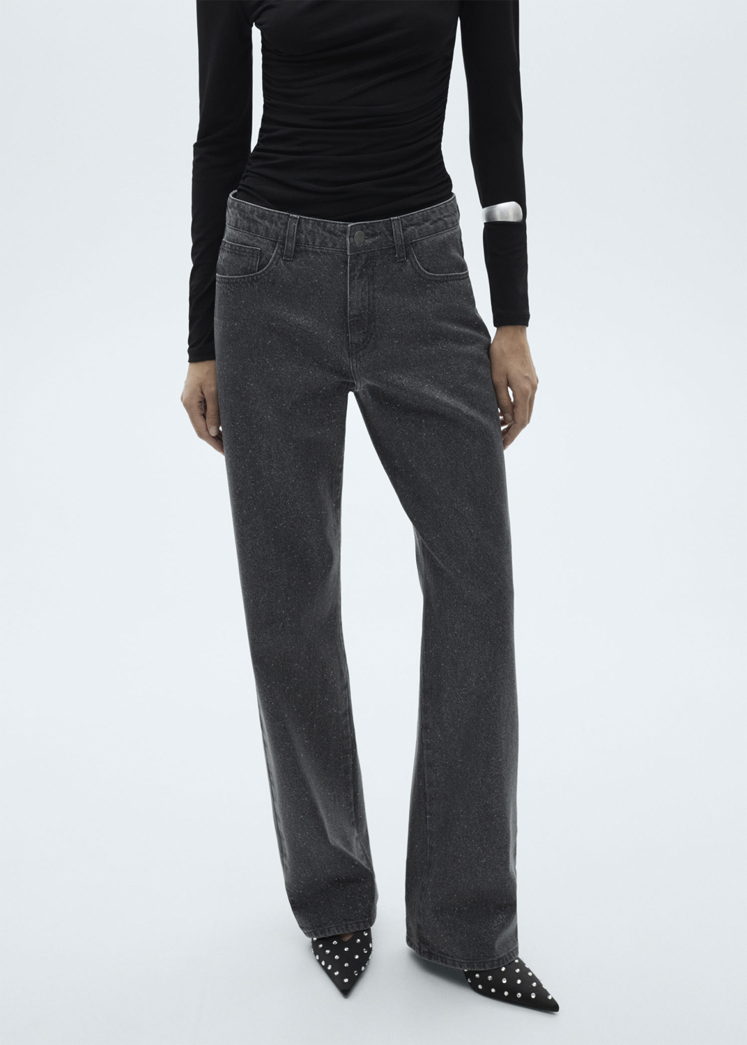 MANGO Jeans. - Glitter Dam Wide Jeans Stl. 32 Från Magasin