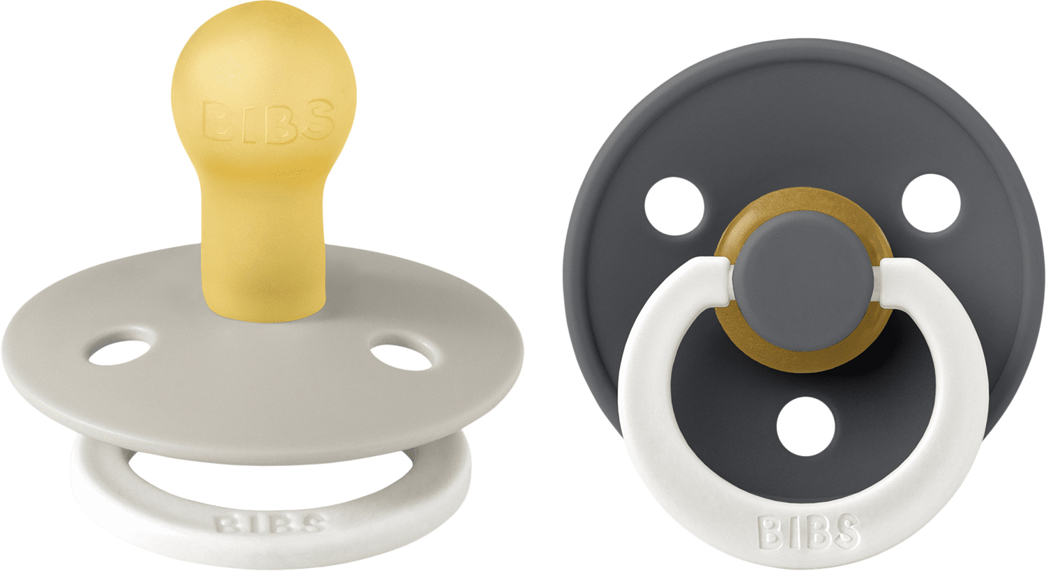 Bibs Pacifier Colour 2 Pack Latex Size 1 Sand Glow/iron Glow Från Magasin