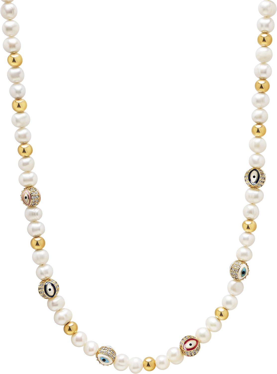 Nialaya Men's Evil Eye Pearl Choker Herr Halsband Stl. ONE SIZE - Från Magasin