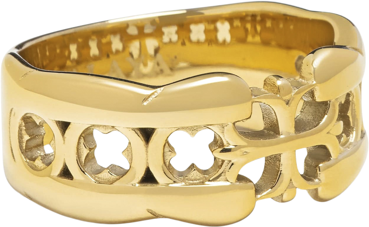 Nialaya Men's Cross Band Ring With Gold Plating Herr Ringar Stl. 9 - Från Magasin