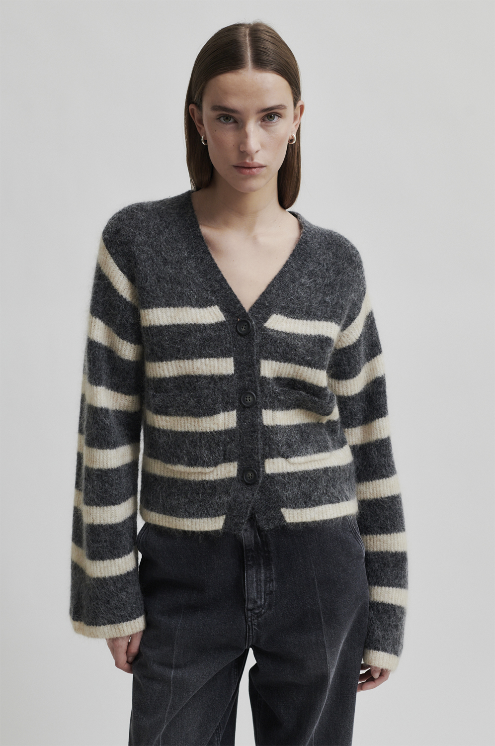 Second Female Ovalis Mohair Blend Knit Wide Sleeve Cardigan Dam Koftor & Cardigans Stl. S - Från Magasin