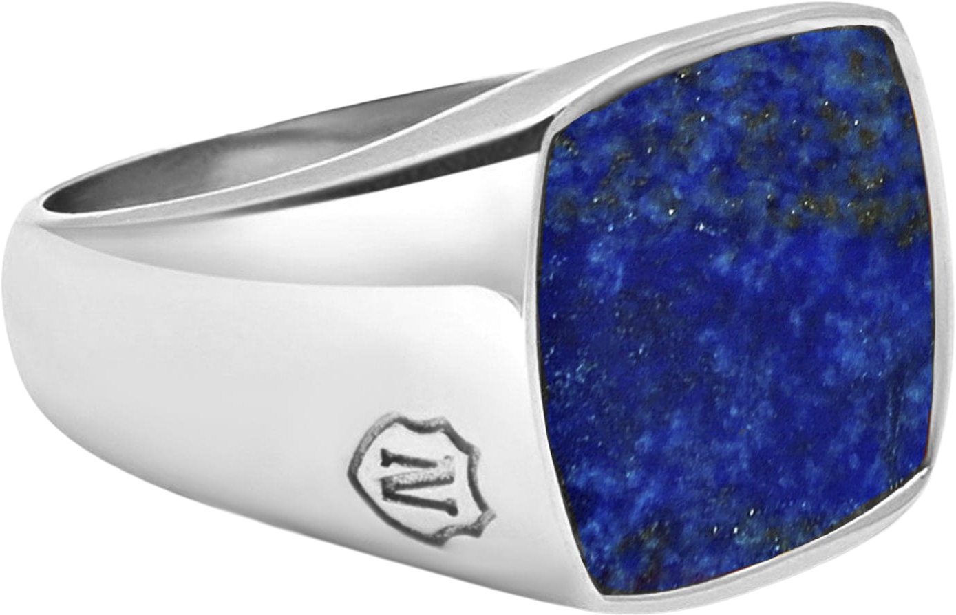 Nialaya Men's Stainless Steel Signet Ring With Blue Lapis Herr Ringar Stl. 10 - Från Magasin