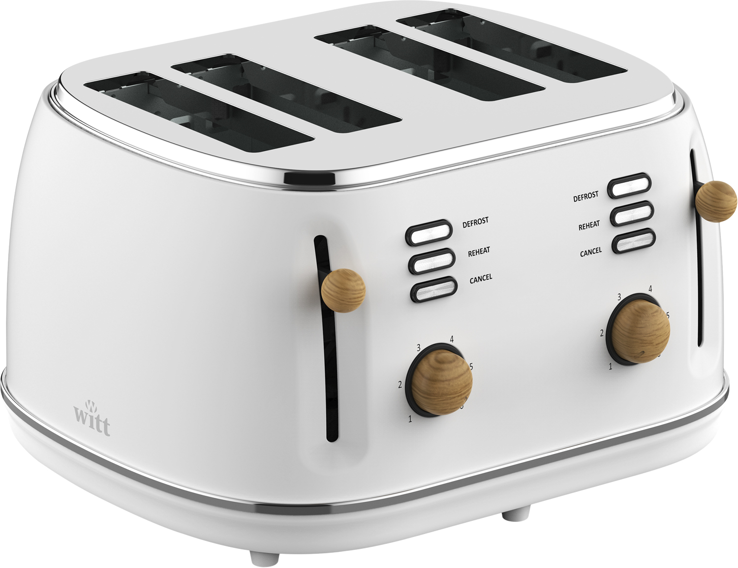 Witt Premium 4slice Toaster Wood White - NO_SIZE Brödrostar & Brödburkar Från Magasin