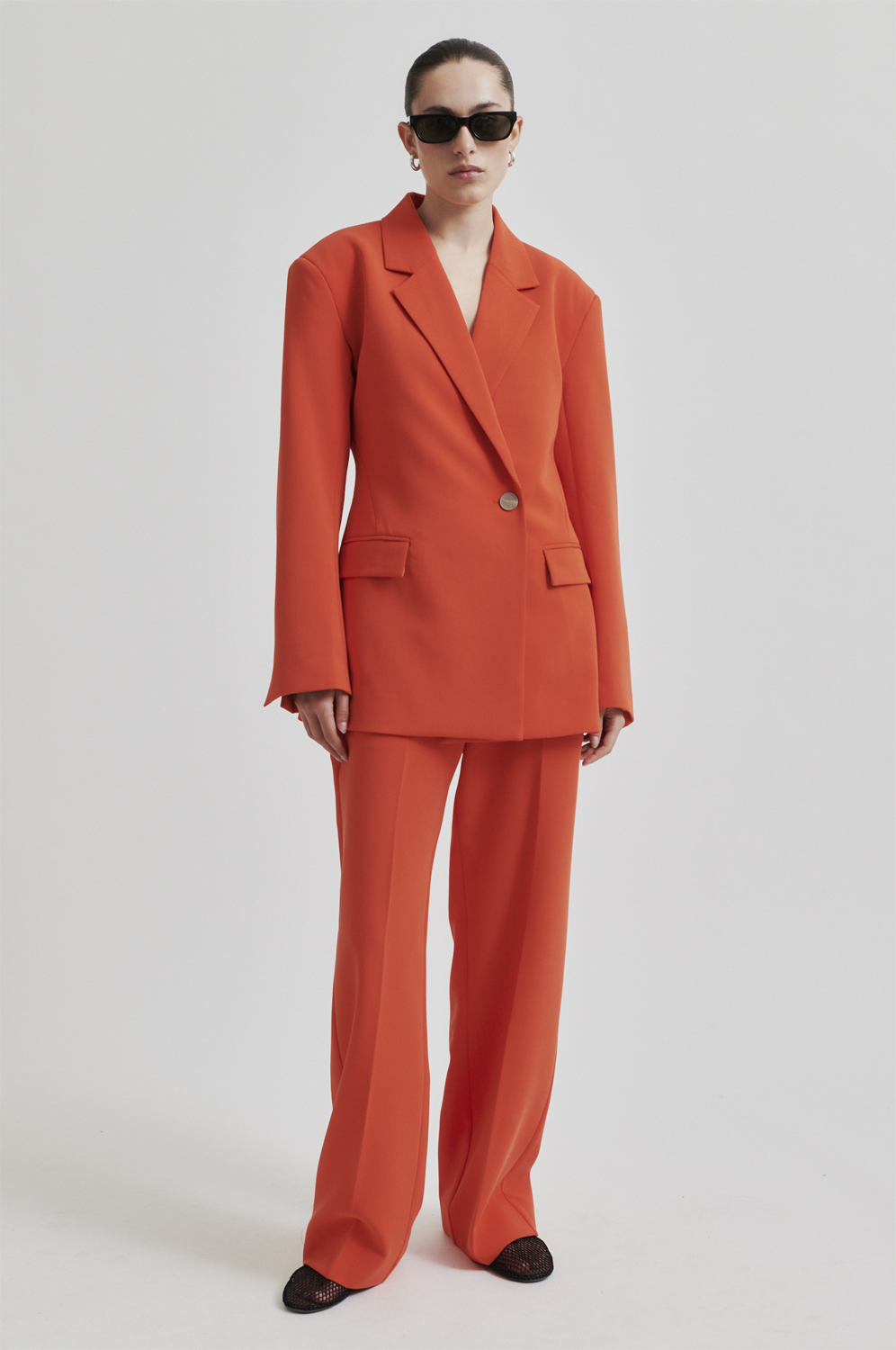 Second Female Evie Classic Trousers Dam Breda Byxor Stl. XS - Från Magasin