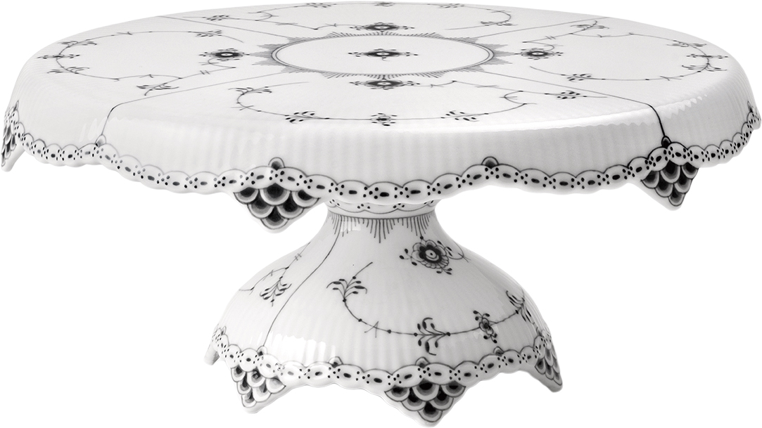 Royal Copenhagen Sort Musselmalet Halvblonde Fad på fod 31 cm - Serveringsfat Från Magasin