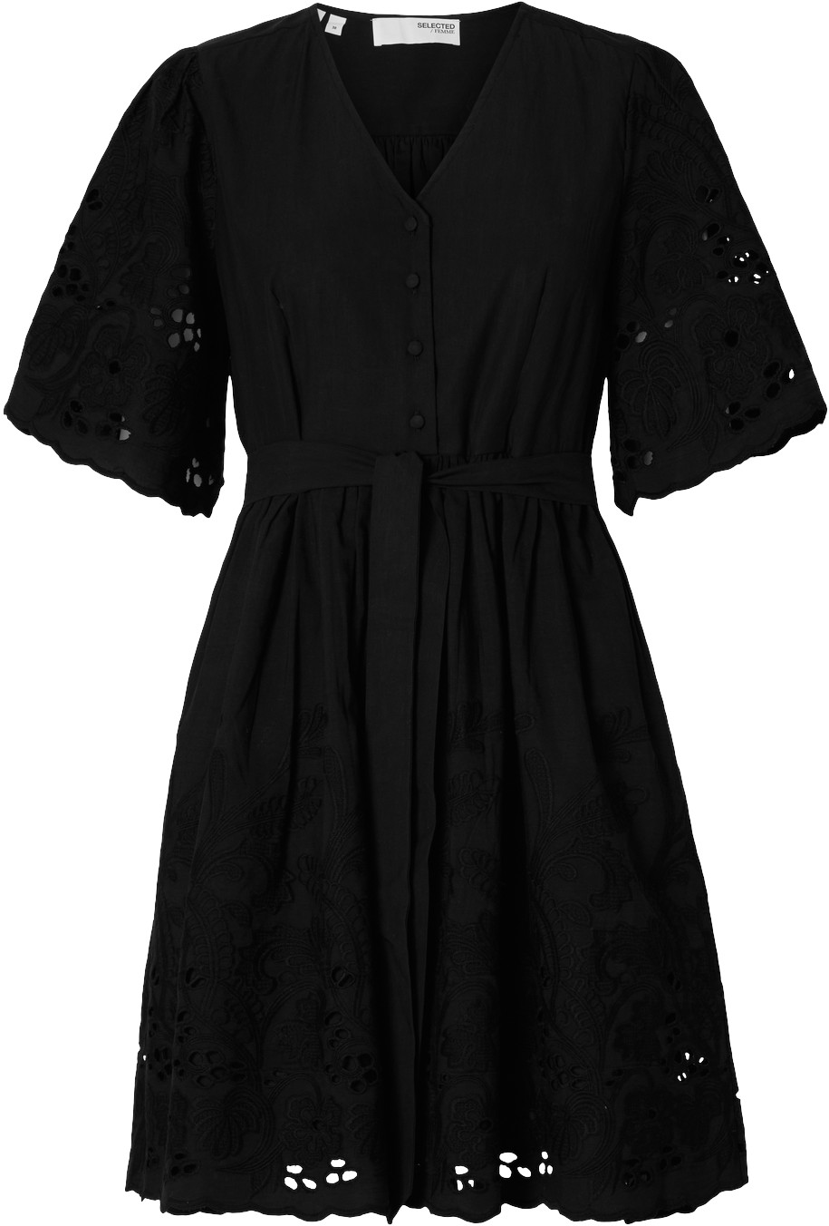 Selected Femme Slfdahlia SS Short Broderi Dress NO Dam Korta Klänningar Stl. 38 - Från Magasin