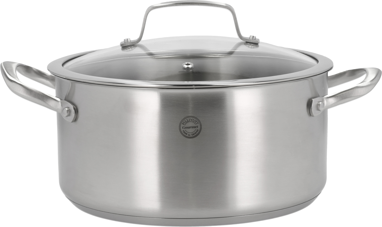 Pillivuyt Gourmet Gryta med Glaslock Roya 5,2 Liter 24 cm Rostfritt Stål - L:33.7cm B:25.2cm H:17.5cm Grytor Från Magasin