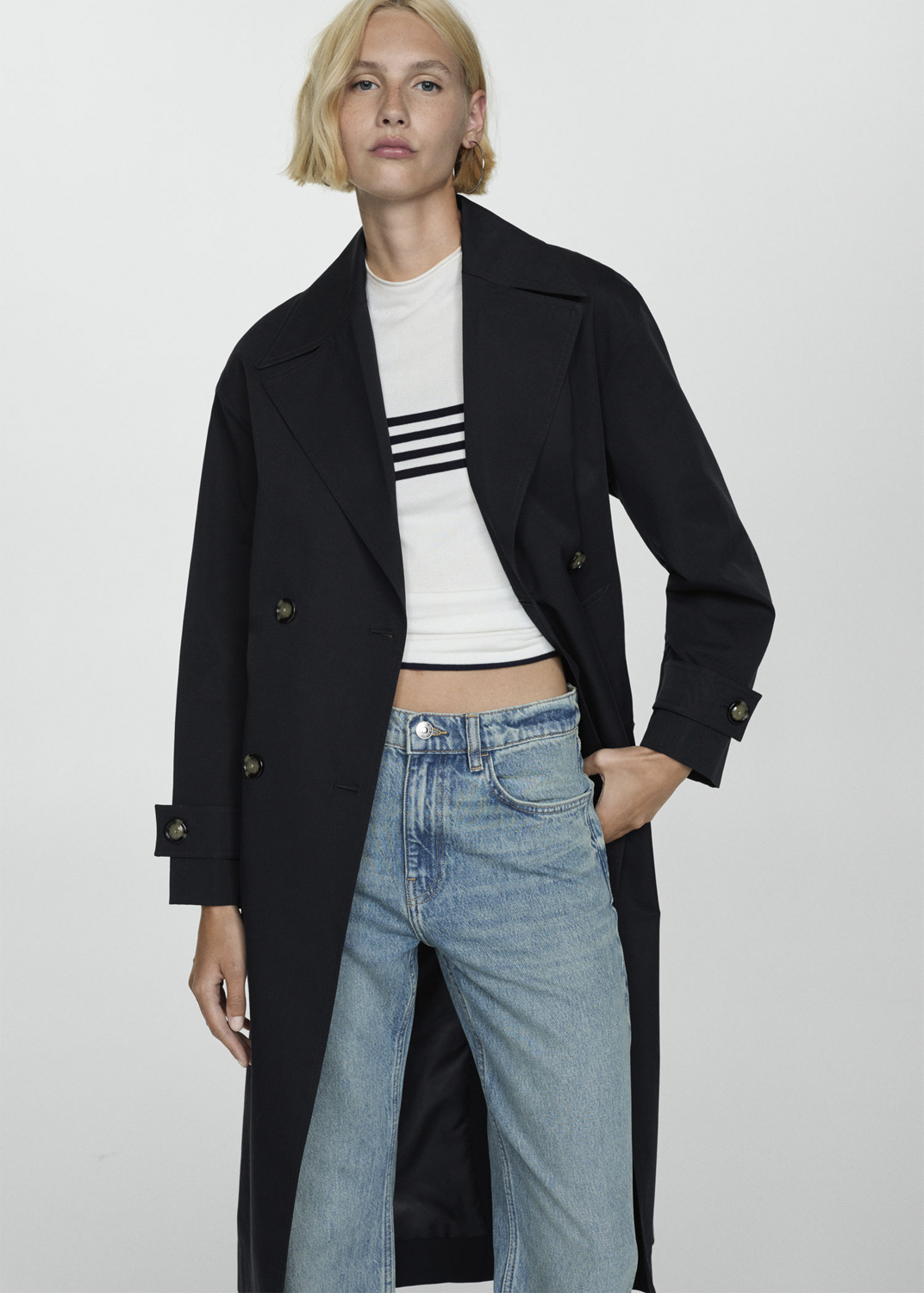 MANGO Doublebutton Trench Coat Dam Trenchcoats Stl. XL - Från Magasin