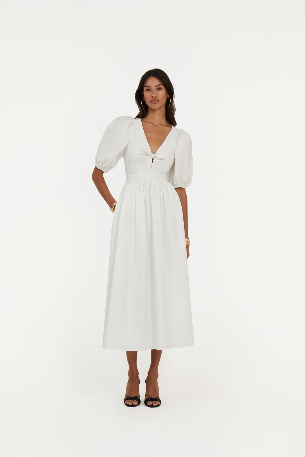 ROTATE Birger Christensen Puff Sleeve Midi Dress Dam Midiklänningar Stl. 32 - Från Magasin