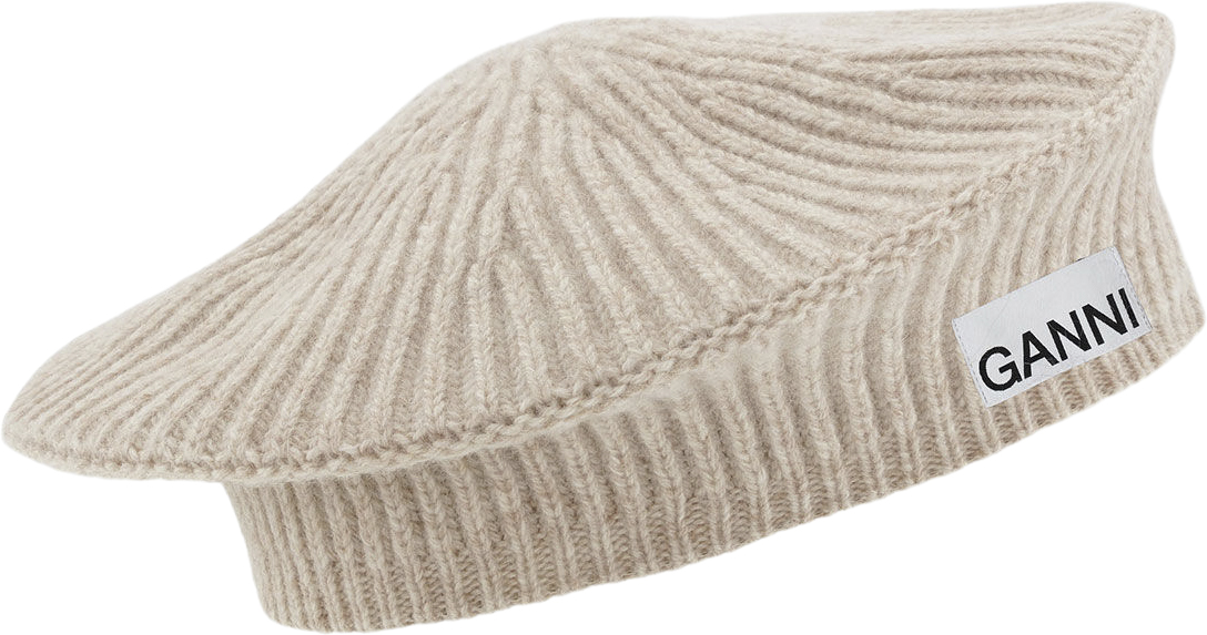 Ganni Structured Rib Beret Dam Basker Stl. ONE SIZE - Från Magasin