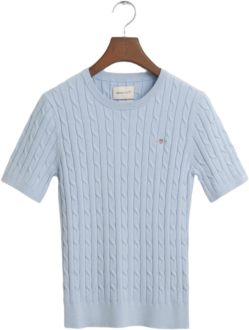 Gant Stretch Cotton Cable SS Cneck Dam Stickade T-shirts Stl. M - Från Magasin