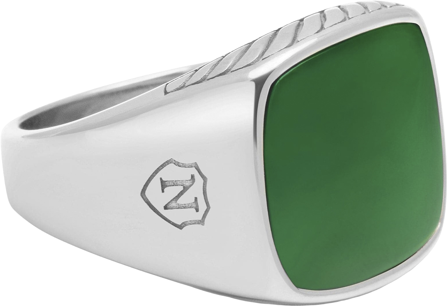 Nialaya Gentlemen's Silver Signet Ring With Green Jade Herr Ringar Stl. 9 - Från Magasin