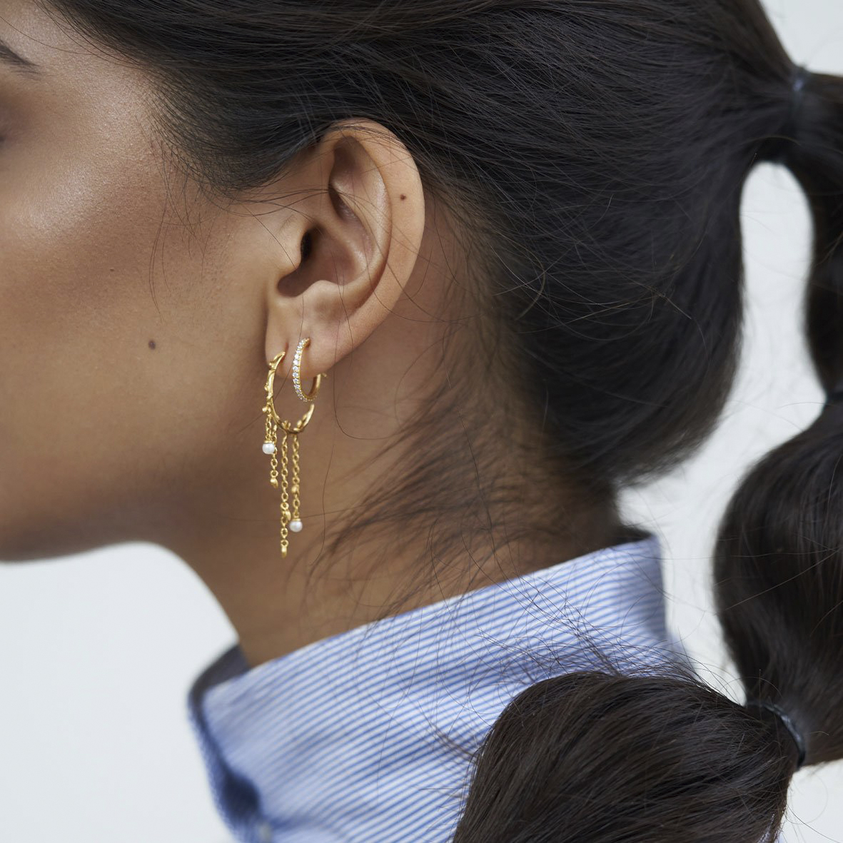 ByBiehl Jungle Ivy Pearl Hoops Dam Creoler Stl. NO_SIZE - Från Magasin
