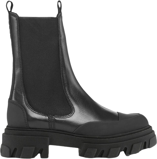 Ganni Cleated Mid Chelsea Boot Black Stit Dam Stl. 41 - Boots Från Magasin