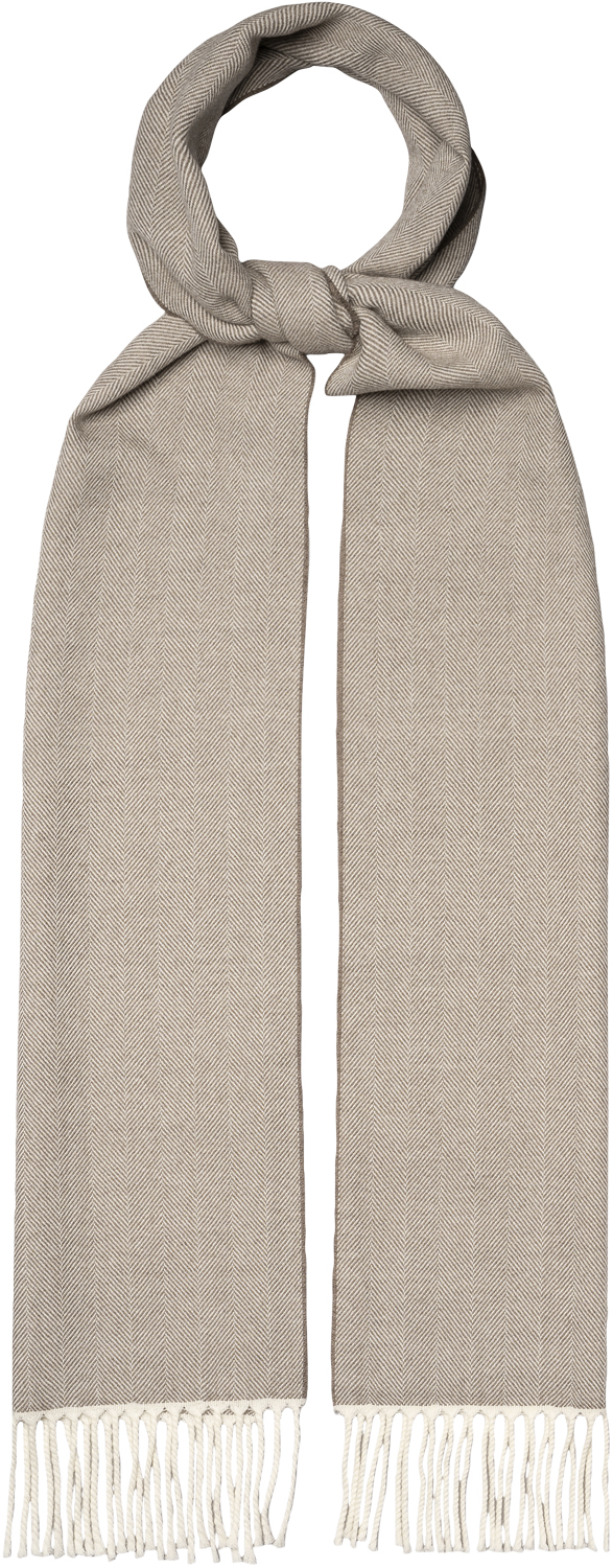 ETON Beige Herringbone Merino Wool Scarf Herr Slipsar Stl. One Size - Från Magasin