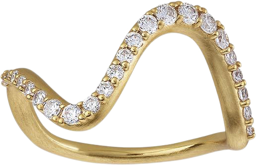 ByBiehl Wave Sparkle Ring Large Dam Ringar Stl. 52 - Från Magasin